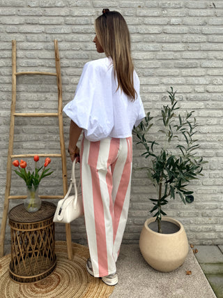 Candy Stripe Balloon Pants / Pink-White