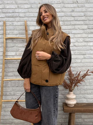 Padded Button Gilet / Camel