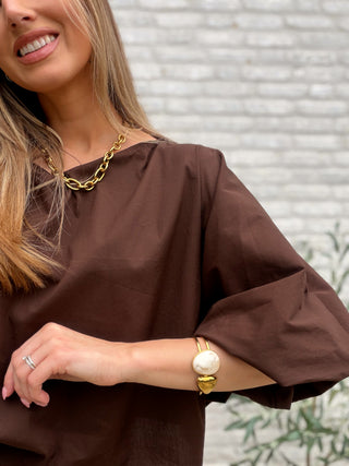Effortless Puff Blouse / Brown