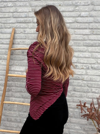 Striped Long Sleeve Top / Burgundy