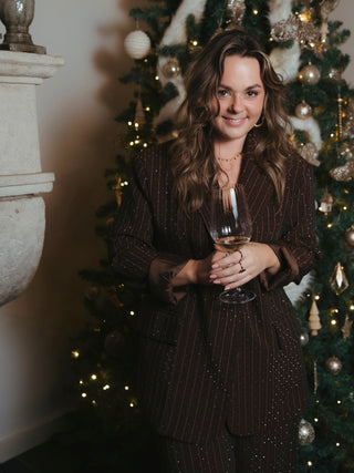 Diamond Pinstripe Blazer / Brown