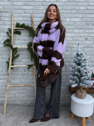 Soft Days Stripe Scarf / Lila-Brown