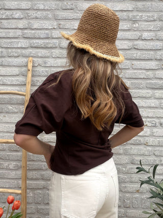 Puffy Sleeve Tee / Brown