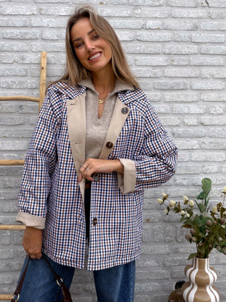 Reversible Short Check Jacket / Beige
