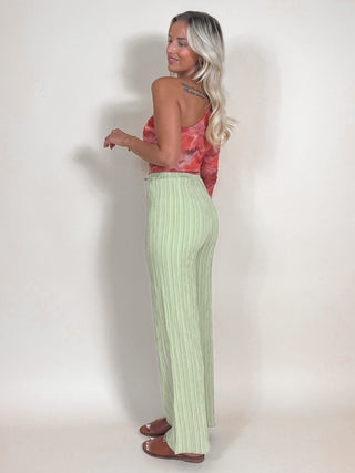 Pleated High Waisted Trousers /Pastel Green