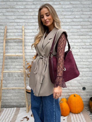 Belted Sleeveless Blazer / Taupe