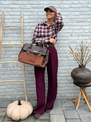Checked Plaid Shirt / Burgundy
