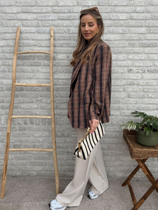 Minimal Chic Check Blazer / Brown-Black
