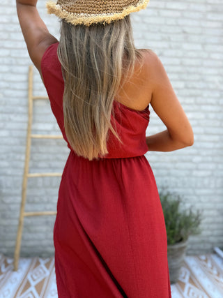 One Shoulder Dress / Red