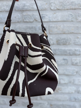 Zebra Bucket Bag / Brown-White
