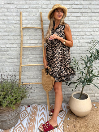 Leopard Button Dress / Brown