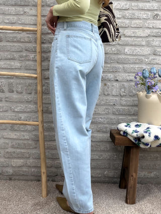 High Waist Balloon Jeans / Light Blue Denim