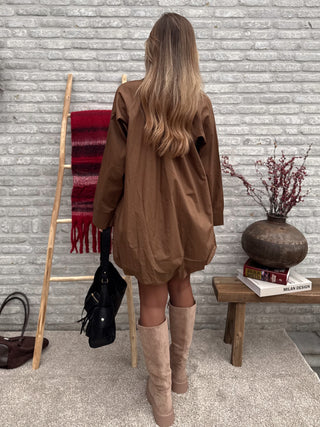 Balloon Shirt Dress / Camel