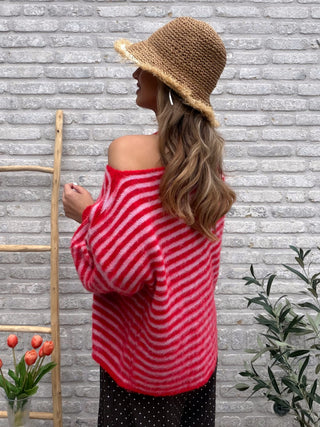 Shoulder Detail Knit / Red-Pink