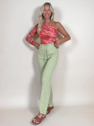 Pleated High Waisted Trousers /Pastel Green
