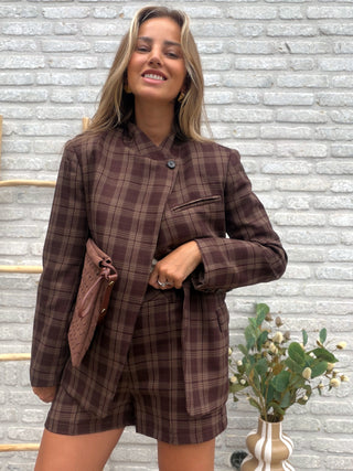 Checked Tailored Blazer / Brown