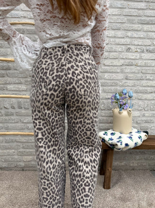 Leopard Straight Leg / Beige-Brown