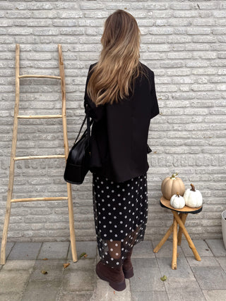 Polka Mesh Skirt / Black & White