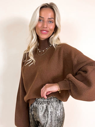 Turtleneck Knitted Sweater / Chocolate Brown