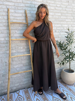 One Shoulder Dress / Brown