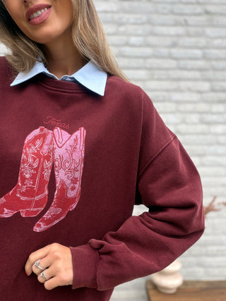 Cowboy Boots Sweatshirt / Bordeaux