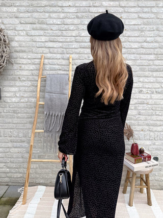 Velvet Dreams Polka Dott Dress / Black