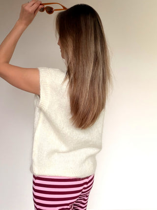 Zipper Sleeveless Knit / Beige
