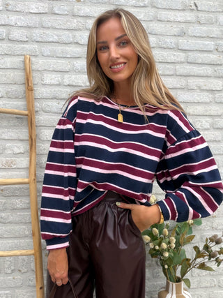 Soft Stripe Knit / Blue-Bordeaux