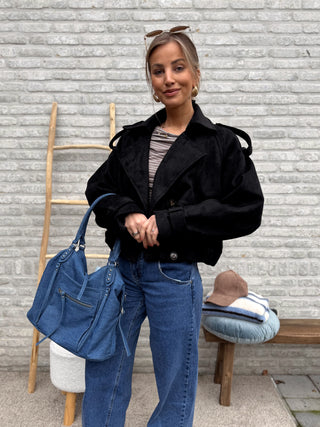 Striped Long Sleeve Top / Taupe-Wit