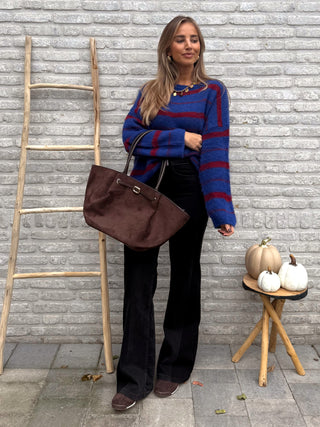 Striped Soft Knit / Cobalt & Burgundy