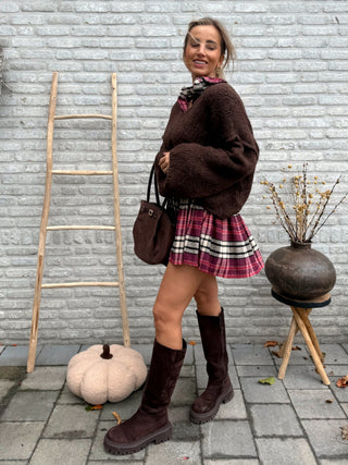 Plaid Preppy Dress / Burgundy