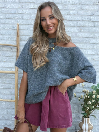 Cut-Out Soft Knit / Grey