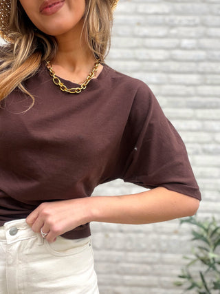 Puffy Sleeve Tee / Brown