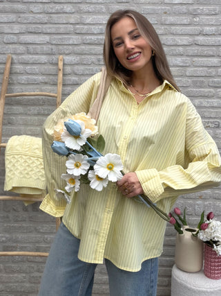 Soft Oversized Stripe Shirt / Yellow