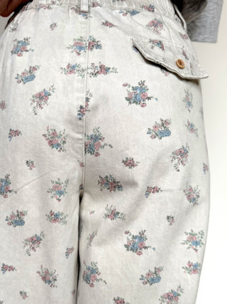 Floral Balloon Jeans / Crème