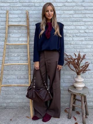 Shoulder Detailed Blouse / Dark Blue