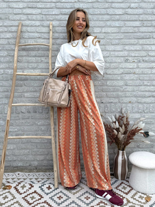 Zigzag Palazzo Pants / Rust-Orange