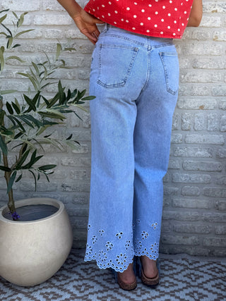 Brodery Wide Leg Jeans / Blue