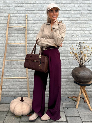 Detailed Polo Knit / Taupe