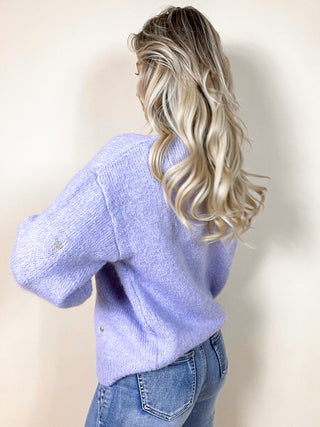 Round knitted heart sweater / Lila