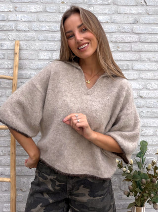 Soft V-Neck Knit / Beige