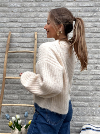 Soft Balloon Sleeve Knit / Beige