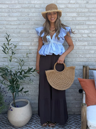Gingham Ruffle Top / Blue