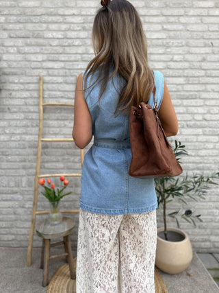 Denim Belted Vest / Blue