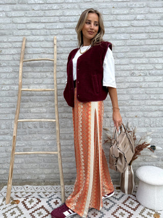 Zigzag Palazzo Pants / Rust-Orange