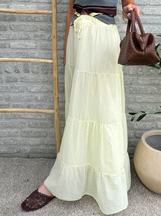Soft Flowy Maxi Skirt / Soft Yellow