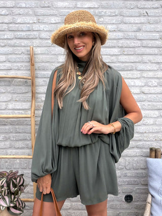 Plissé Playsuit / Khaki