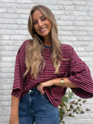 Retro Stripe Tee / Bordeaux