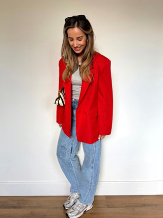 Statement Double-Breasted Blazer / Red