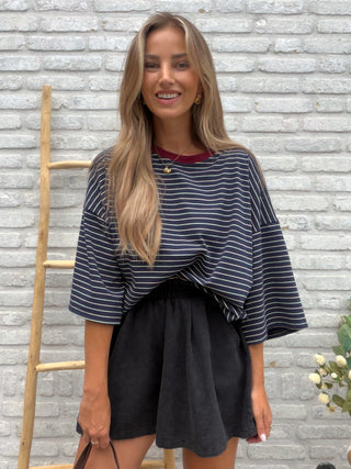 Retro Stripe Tee / Dark Blue